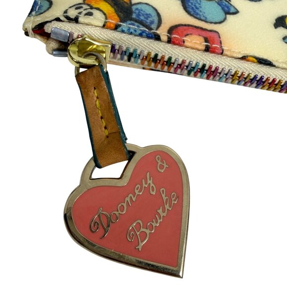 Vintage Dooney Bourke Multicolor Bee Wristlet Rainbow Zipper Key Holder + Charm